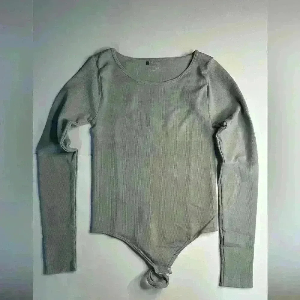 Women's Crew Neck Long Sleeve Shapewear bodysuit for women Ribbed Thong
